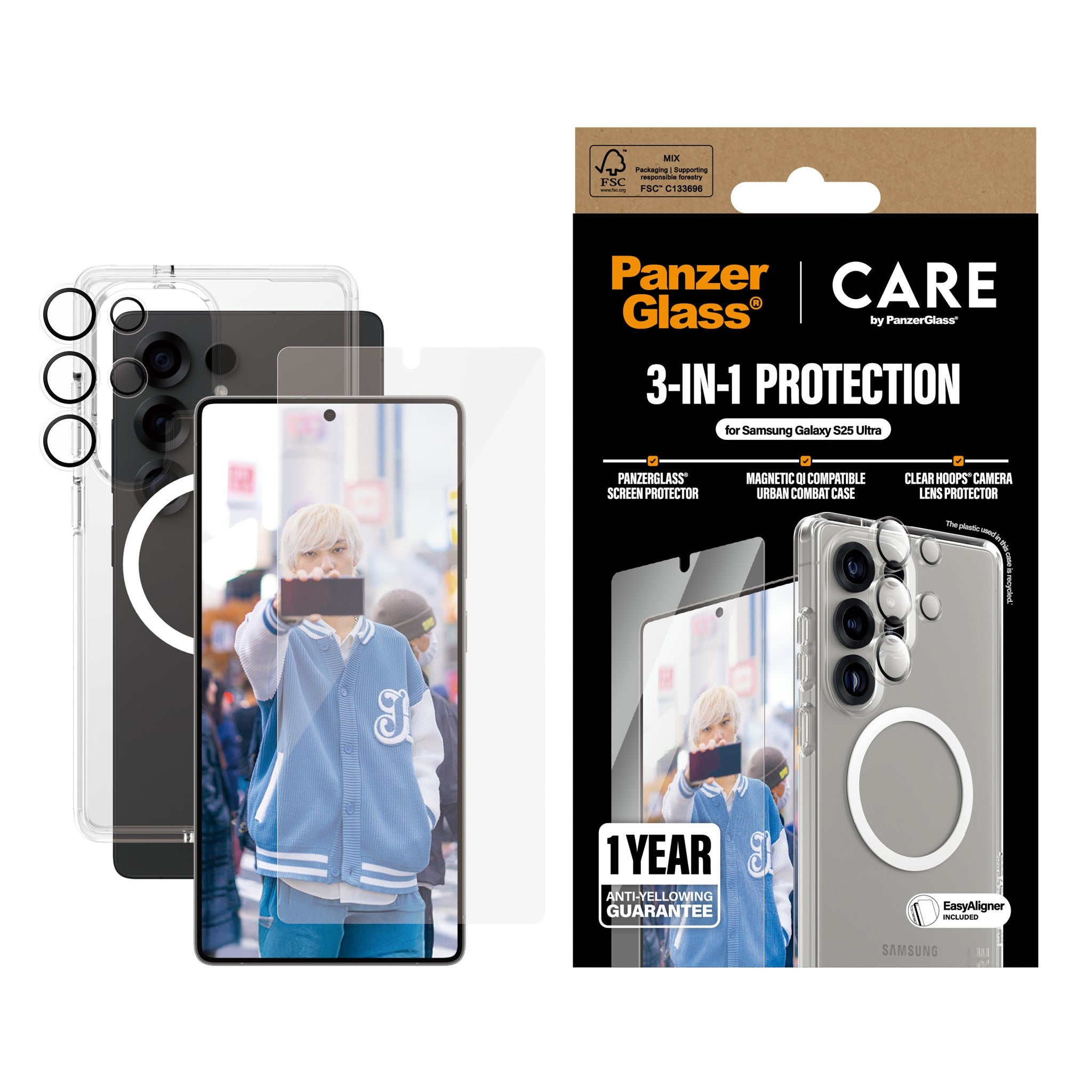 CARE by PanzerGlass® Flagship 3-in-1 Bundle Samsung Galaxy S25 Ultra